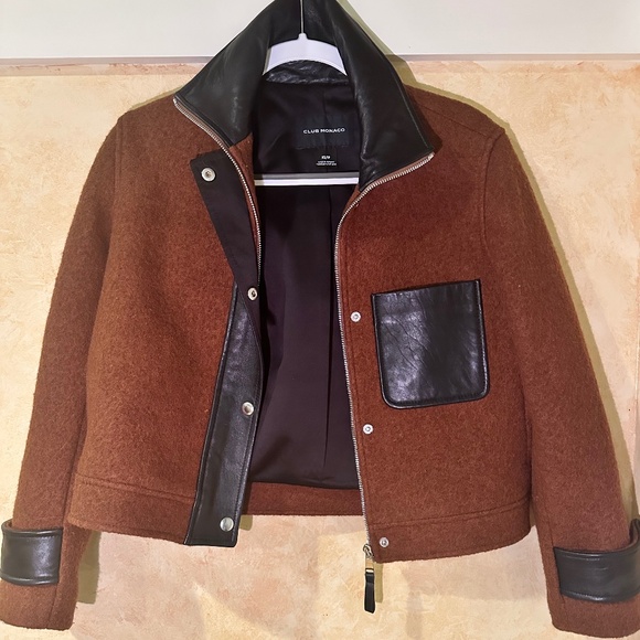 Club Monaco Jackets & Blazers - Club Monaco Cropped Leather Combo Jacket